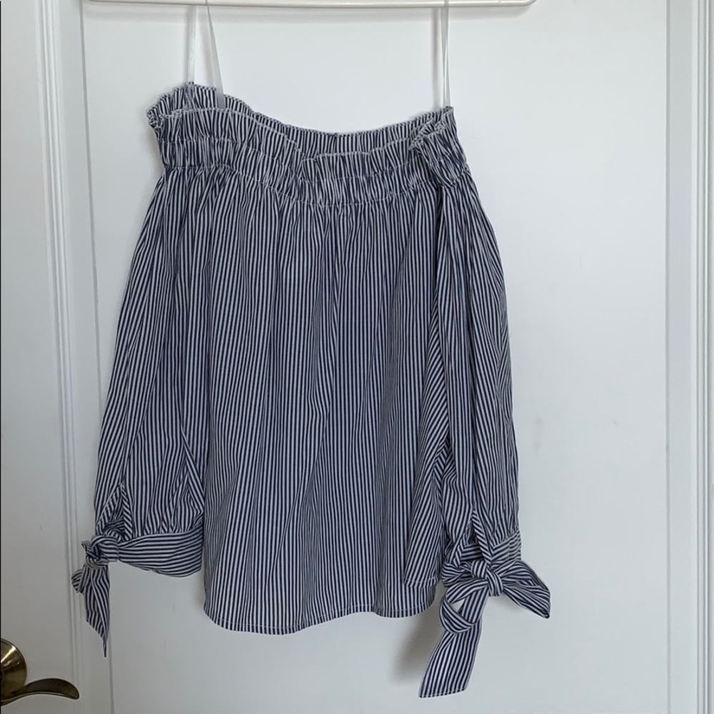 Off the shoulder stripped shirt